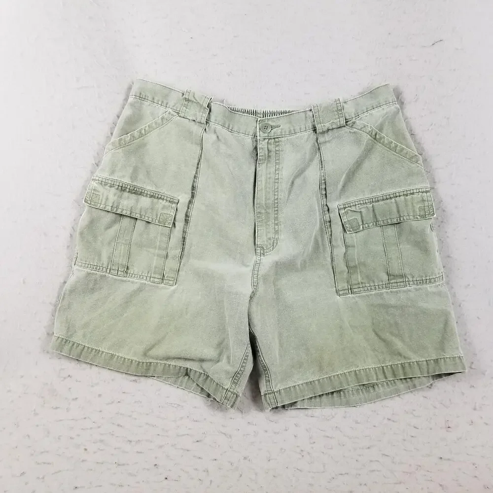 Weekender Cargo Shorts Mens 42 Green‎ Elastic Waist Cotton Pockets Style MOS9760